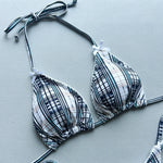 New 2026 Women's Micro Bikini Set Plaid Print Neck Lace-up Backless Biquini Beachwear Sexy Push Up Thong Low WaistBathing Suit