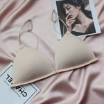 MOYISU Desire Sexy Girl Underwear Front Buckle Thin Shoulder Triangle Cup Thin Back Without Underwire Sexy Simple Bra Small Bra