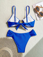 Sexy Pleate High Waist Bikini Set 2026 Women Orange Metal Buckle Push Up Two Piece Swimsuit Beach Bathing Suit Holiday Swimwear