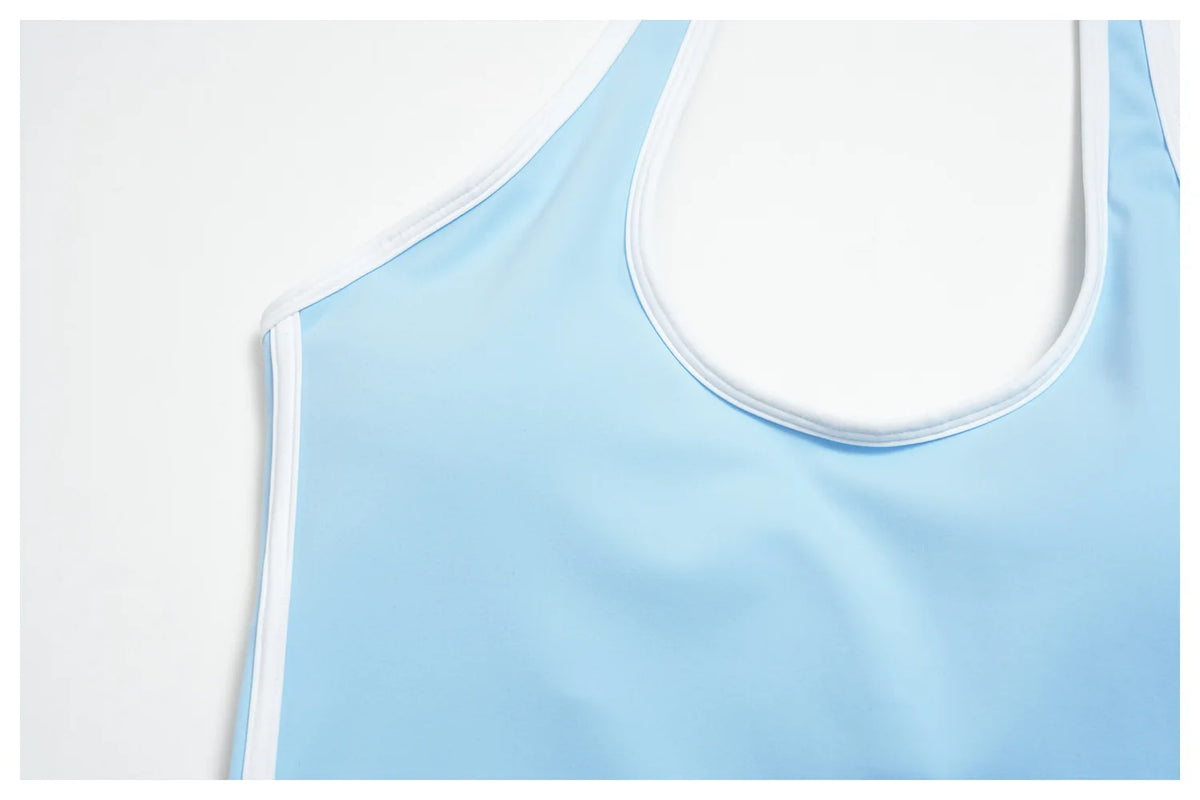 Naked Color Contrast Yoga Sets Women Hanging Neck Sports Vest Gym Clothes Breathable High Waist Shorts Fitness Suits Tracksuit