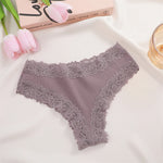 3Pcs Women Cotton Brazilian Pants Sexy Lace Brazilian Briefs Low Waist Floral Solid Color G-string Breathable Soft Lingerie