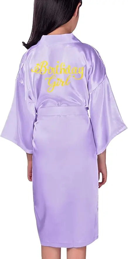 Birthday Squad Birthday Girl Princess Robe Spa Robes for Girls Party Satin Silk Kimono Robes Party Supplies