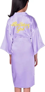 Birthday Squad Birthday Girl Princess Robe Spa Robes for Girls Party Satin Silk Kimono Robes Party Supplies