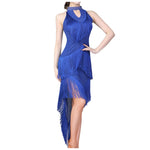 Women's Sparkling Sequin Carnival Irregular Tassel Dress Latin Dance Stage Costume Squins Fringe Tassel Sexy Bodycon Party Dress
