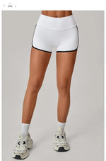 Color Blocking Patchwork Yoga Shorts Women Tight Fitting Peach Hip Lifting Sports Pants Gym Running Bike Wear Leggings