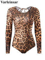 S - XXL New Sexy With Shorts Leopard Long Sleeve One Piece Swimsuit Women Swimwear Female Padded Bather Bathing Suit Swim V7348