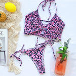 5 Colors Sexy Bikini Swimwear Swimsuit Women Leopard Push Up Drawstring Bikinis Set Bathing Suit Beach Bikini Female Banadores