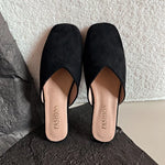 Women Suede Flats Mules Shoes Square Toe Slingback Slippers Casual Sandals 2026Trend Summer Dress Flip Flops Cozy Mujer Slides