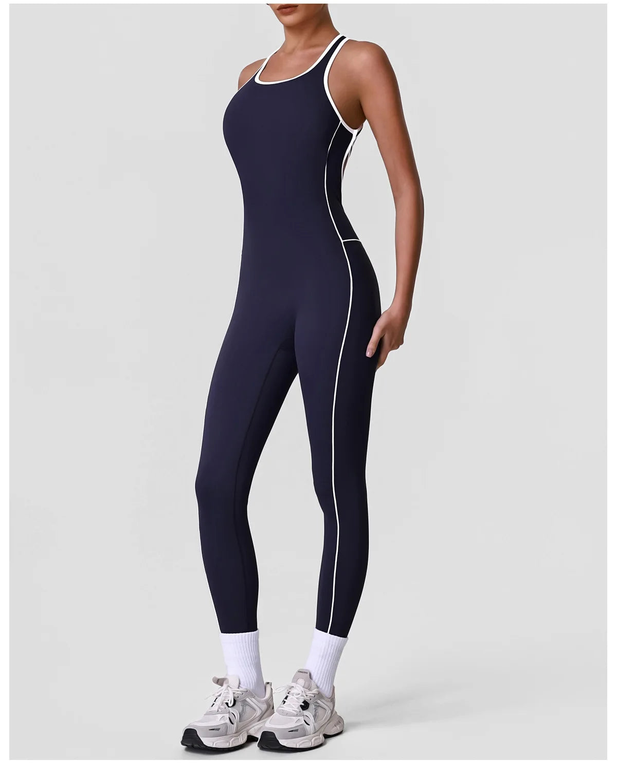 High Stretch Body Shaping Yoga Jumpsuit Women Black Patchwork Hollow Out Back Cross Fitness Sports One Piece Workout Bodysuits