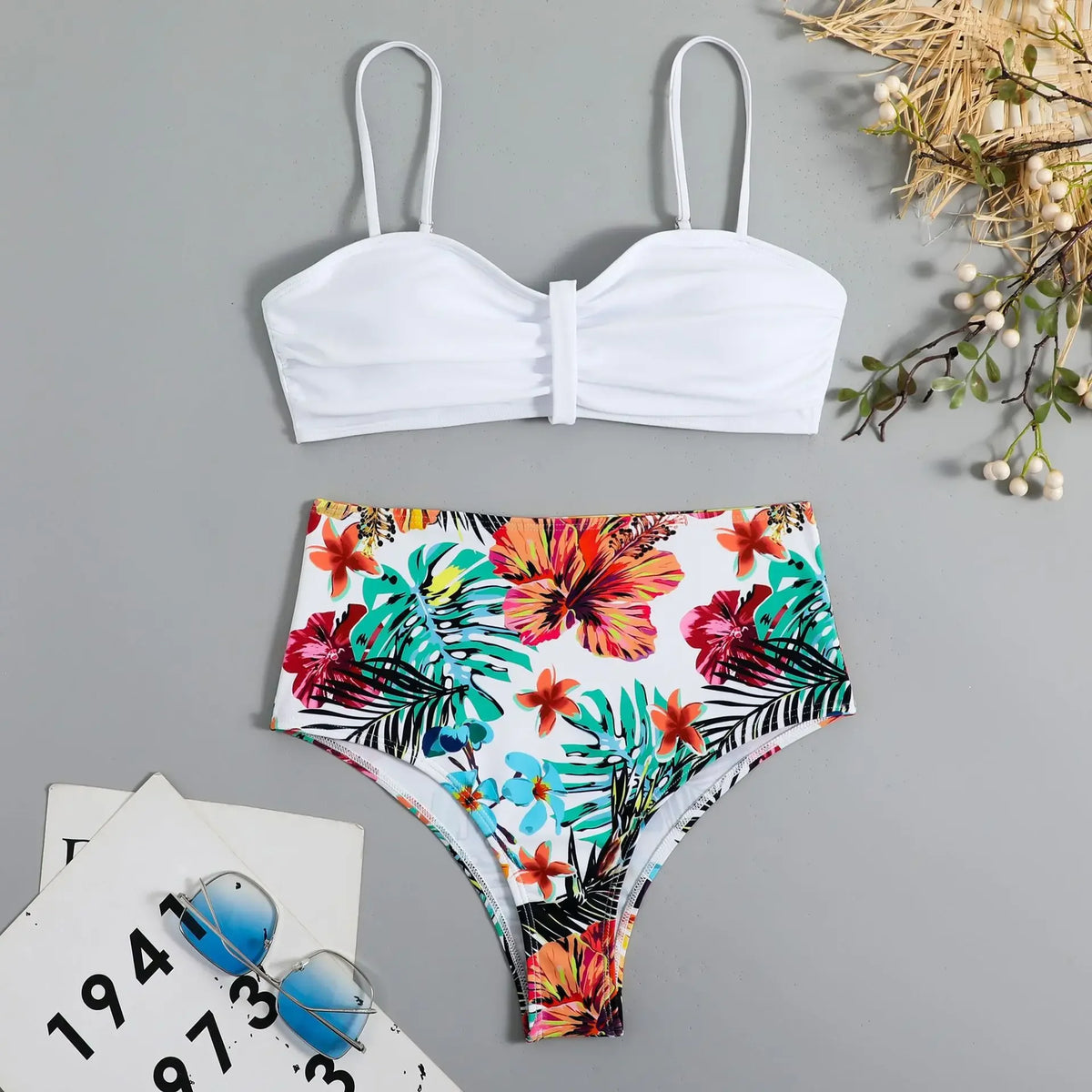 Sexy Bandeau Bikini 2025 Women Swimsuit Floral Swimwear Female High Waist Bikinis Set Swimming Bathing Suits Brazilian Biquini