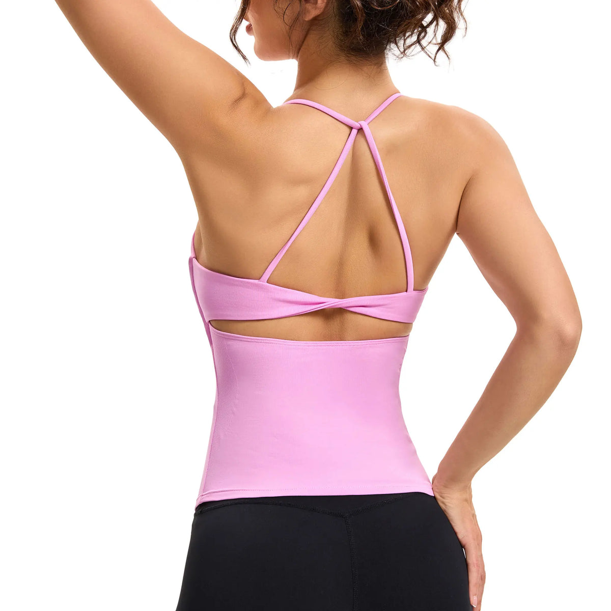 NCLAGEN Twist Back Top Gym 2 In 1 Women Yoga Vest High Elastic Quick Dry Breathable Fitness Tank Back Cross Running Tops