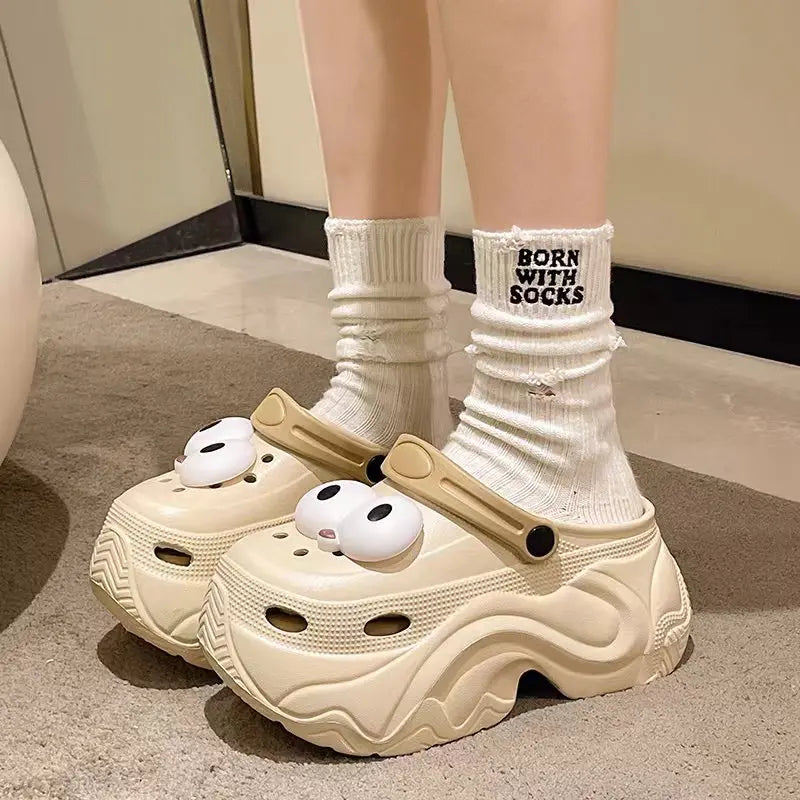 Cute DIY Butterfly Fashion Clogs For Women Summer Platform Shoes Soft EVA 2 Way Wear Sandals For Female Indoor Street Slippers