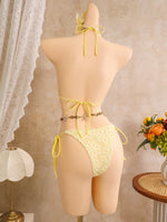 Vintage White Floral Embroidery Bikini Set 2026 Women 3D Flower Push Up Bra Pleate Skirt 3 Piece Swimsuit Bathing Suit Swimwear