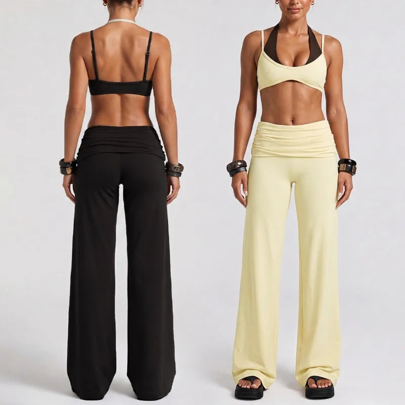 Women's Seamless Yoga Set Sports Fitness Training High Waist Butt-Lifting Flare Pants Suits Beautiful Back Slim Fit Bra Sets