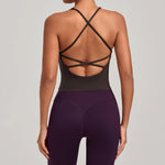 Women Sports Yoga Vest With Cross Shoulder Straps Quick Drying Sexy Yoga Bra Gym Breathablefitness Push Up Training Sports Vest