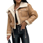 Women Winter Jacket Solid Color Street Coat Long Sleeve Zipper Closure Patchwork Warm Outwear with Pockets