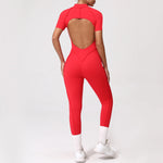 With Zipper Hollow Back Yoga Jumpsuit Sportswear Women Gym Clothes Running Fitness Yoga Backless Bodysuit