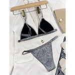 S - XL Sexy Shiny Sequins High Leg Cut Bikini Female Swimsuit Women Swimwear Two-piece Bikini set Bather Bathing Suit Swim V3862