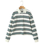 Foridol Burgundy Striped Casual Women T-shirt Summer Loose Polo Shirts Buttons New Female Tops Blouse White Tops Spring Shirt