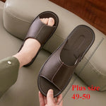 Big Size EU48 Indoor Slippers For Women Men Spring Summer House Shoes Soft Leather Anti-slip Open Toe Couples Home Floor Slides