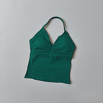 NO LOGO Women's Longline Strappy Backless Gym Top Scrunch Workout Open Back Bra Tank Top for Running Yoga Shirt