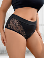 1pcs Sexy Hollow Out Plus Size Women's Panties Solid Color Lace Floral Cotton Splicing Briefs Breathable Skin-Friendly Lingerie