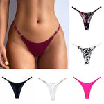 Sexy Thong for Women Underwear Briefs Seamless Panties Flower Low Rise Luxury Metal Buckle G String Bikini Girls T Pants Panty