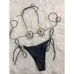 New Sexy Shell Beads Scalloped Bikini Women Swimwear Female Swimsuit Two-Pieces Bikini Set Halter Bather Bathing Suit Swim V8026