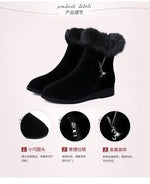 Plush Womens Boots Comfortable Hick-soled Fur Shoes Fashion Ladies Shoes Zipper Women Vulcanized Shoes Anti-slip Chaussure Femme