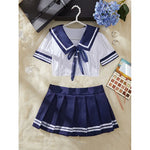 A Set Women Pajama Sexy Lingerie Pyjamas , Crop Top And Shorts ,JK Mini Skirt Tight Blouse Set ,Women Sleepwear Sets