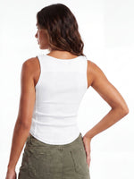 Summer Women's Solid Ribbed Tank Tops Stylish Sleeveless U Neck Camisole with Metal Buckle Straps Gothic Punk Vest