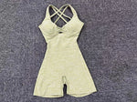 Adjustable double straps Open backV shape back design Scrunch butt No front seam Flatlock InseamRemovable pads BODYSUIT