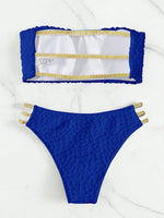 XS - L Wrinkled Strappy Bandeau High Waist Bikini Female Swimsuit Women Swimwear Two-pieces Bikini Set Bather Bathing Suit Swim