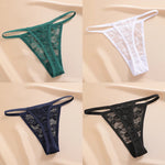 4PCS/Set Women's Underwear Lace Panties Floral Lingerie Woman Panties Sexy Thong G-String Female Pantys Perspective Intimates Ne