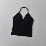 NO LOGO Women's Longline Strappy Backless Gym Top Scrunch Workout Open Back Bra Tank Top for Running Yoga Shirt