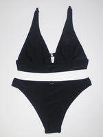 Ladies Bikini Set V-Neck Back Strap Design Adjustable Shoulder Straps High Waist Swimsuit Perfect for Beach And Pool