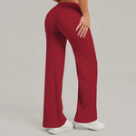 Women's Pilates Straight Yoga Pants Leggings Versatile Loose Wide-Leg Running Sports Fitness Hip-Lifting High Waist Trousers