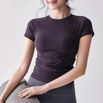 Women's Slimming Yoga Sports T-Shirt Quick Drying Breathable Summer New Fitness Short-Sleeved Yoga Fitness Wear