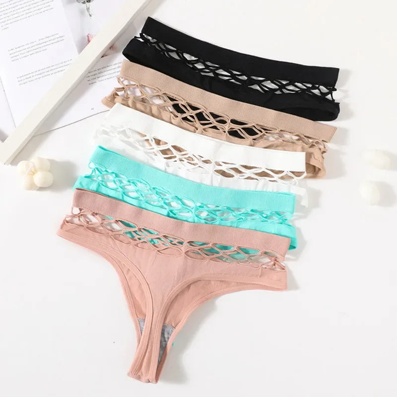 3Pcs/Set Sexy High Rise Panties Women Thongs Comfort G-String Underwear Sexy Lingerie Hollow Bottoms Female Underpants M-L