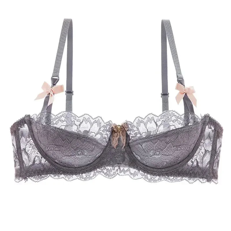MOYISU French Romance Breathable and Comfortable Breathable Sexy Lace Not Empty Cup Bra Set Pure Desire Girl Super Beautiful