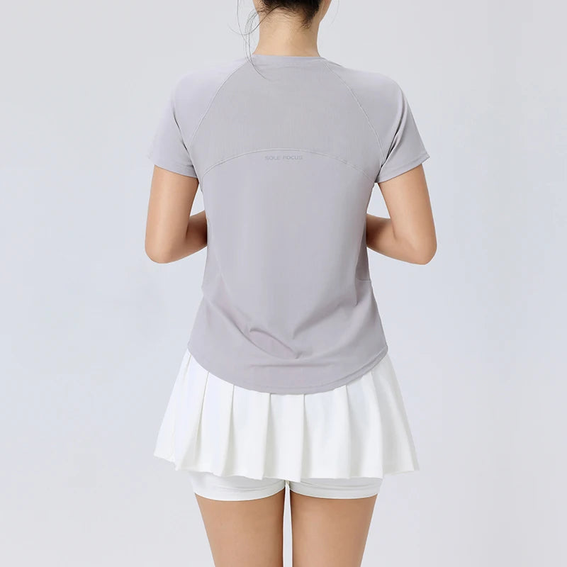 Women's Short Sleeve Quick Dry SplitBack Fitness Tee Summer Sweat-wicking Breathable Mesh Casual Running T-shirts