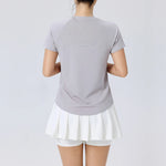Women's Short Sleeve Quick Dry SplitBack Fitness Tee Summer Sweat-wicking Breathable Mesh Casual Running T-shirts