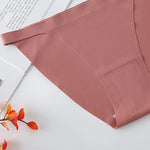 4Pcs/Set Ice Silk Bikini Panties Women Sexy Briefs Low Rise Underwear Seamless Underpants Solid Color Ultra-thin Lingerie M-XL