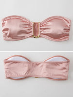 Bandeau Bikinis 2025 Strapless Satin Bikini Female Swimsuit Women Swimwear Two-pieces Bikini Set High Cut Bathing Suit Swim Lady