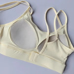 Women's Yoga Sports Bra Shock-Absorbing Gathered Front with Fine Strap Detailing Beautiful Back Design for Running Fitness Vest