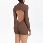 Women's Yoga Jumpsuits Sports Fitness Backless Half Zipper Peach Hip-Lifting Naked Feel Gym Running Workout One-Piece Bodysuits