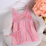 New Flowers Lace Vulgar Nightdress Casual Deep V Neck Spaghetti Strap Sleep Dress Women Sleepwear Dresses Sexy Lingerie Babydoll