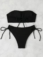 Contrast Binding Bandeau Bikinis 2026 Women Sexy Swimsuit Solid Padded Swimwear Female Bathing Suit Swimming Summer Beachwear