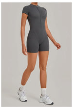 Women's Seamless Yoga Jumpsuits Fitness Sports Hip-lifting Backless Short-sleeved Training Gym Workout Shorts One-piece