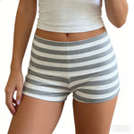 Summer Women's Striped Fold Over Shorts Fashionable Casual Cozy Elastic Waist Pajamas Sleeping Shorts